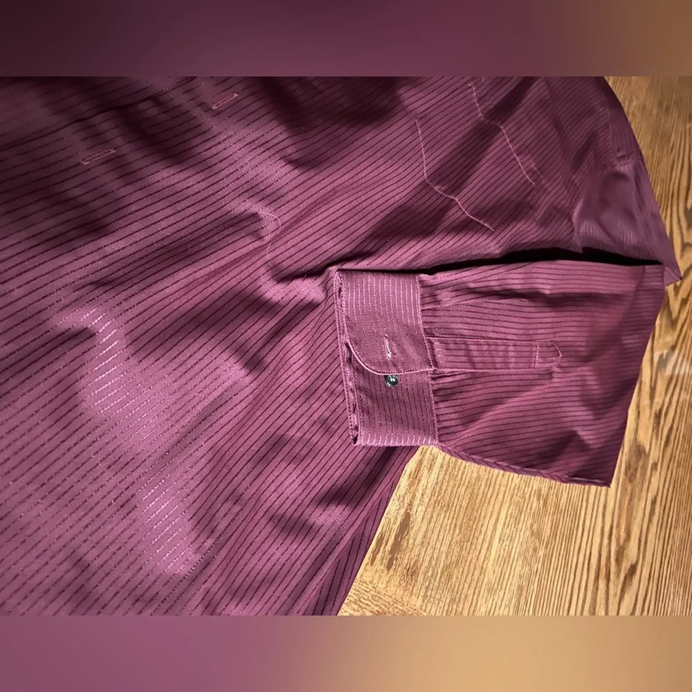 Men's Burgundy Dress Shirt - Picture 4 of 7